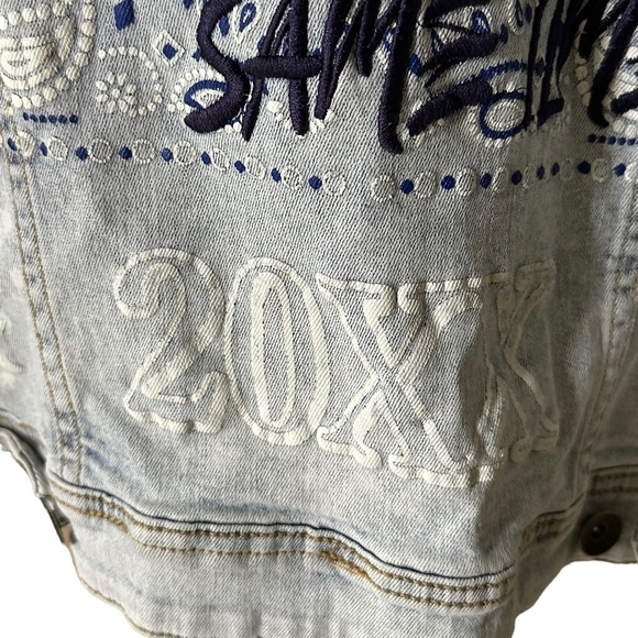 8IGHTH DSTRKT Denim Jean Jacket Embroidered Jealousy Just Love Man S/M Women - Picture 7 of 16